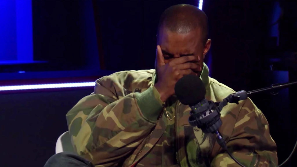 Kanye breaks down in tears during an interview